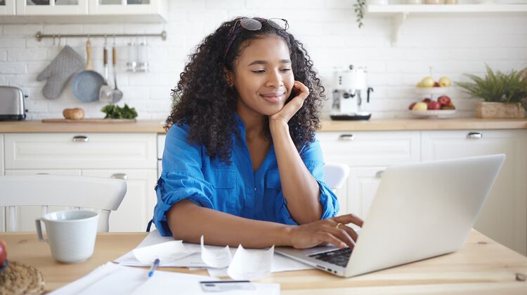 Woman using laptop