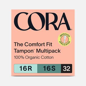 Cora 100% Organic Cotton Applicator Tampons, Regular/Super, 32 ct.